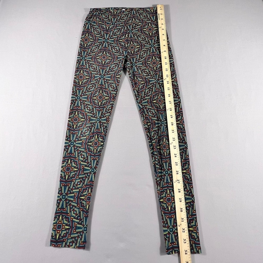 LuLaRoe Geometric Kaleidoscope Print Leggings One Size OS Blue Red Yellow Mosaic - Picture 6 of 12